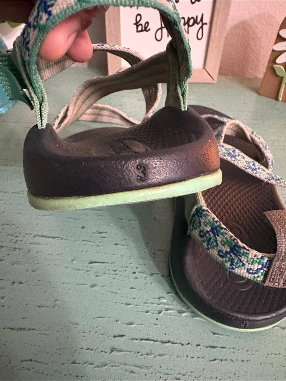 Chaco Kids Teal & Navy Patterned Strappy Sandals